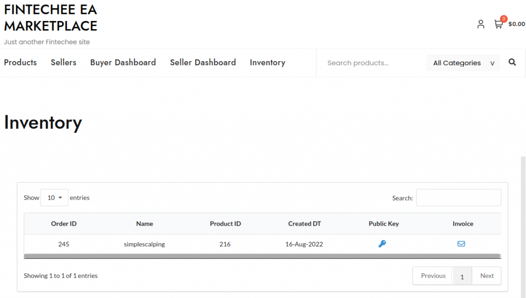Fintechee.io inventory for buyer