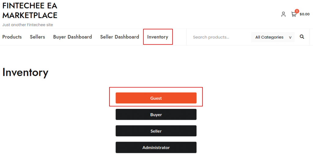 Fintechee.io inventory for guest