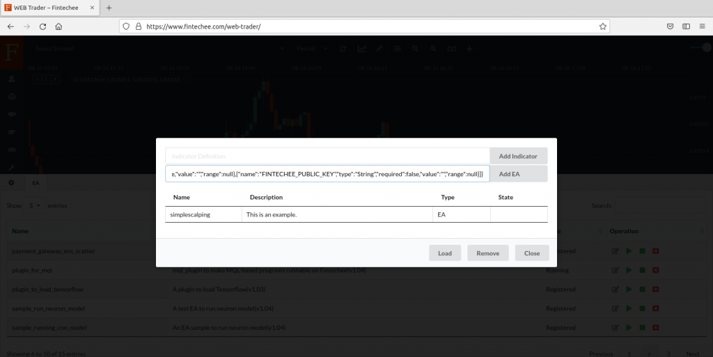 Fintechee WEB Trader plugin for mql